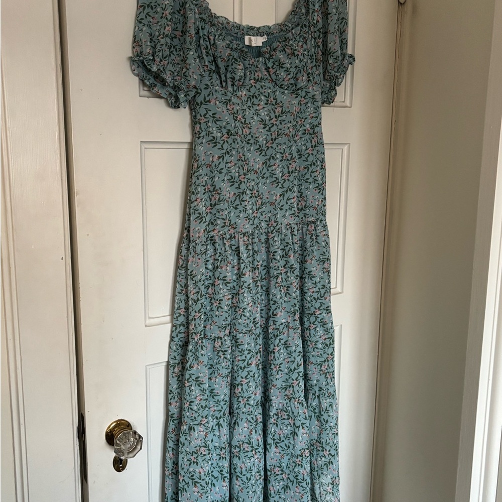 Astr Blue Floral Maxi Dress